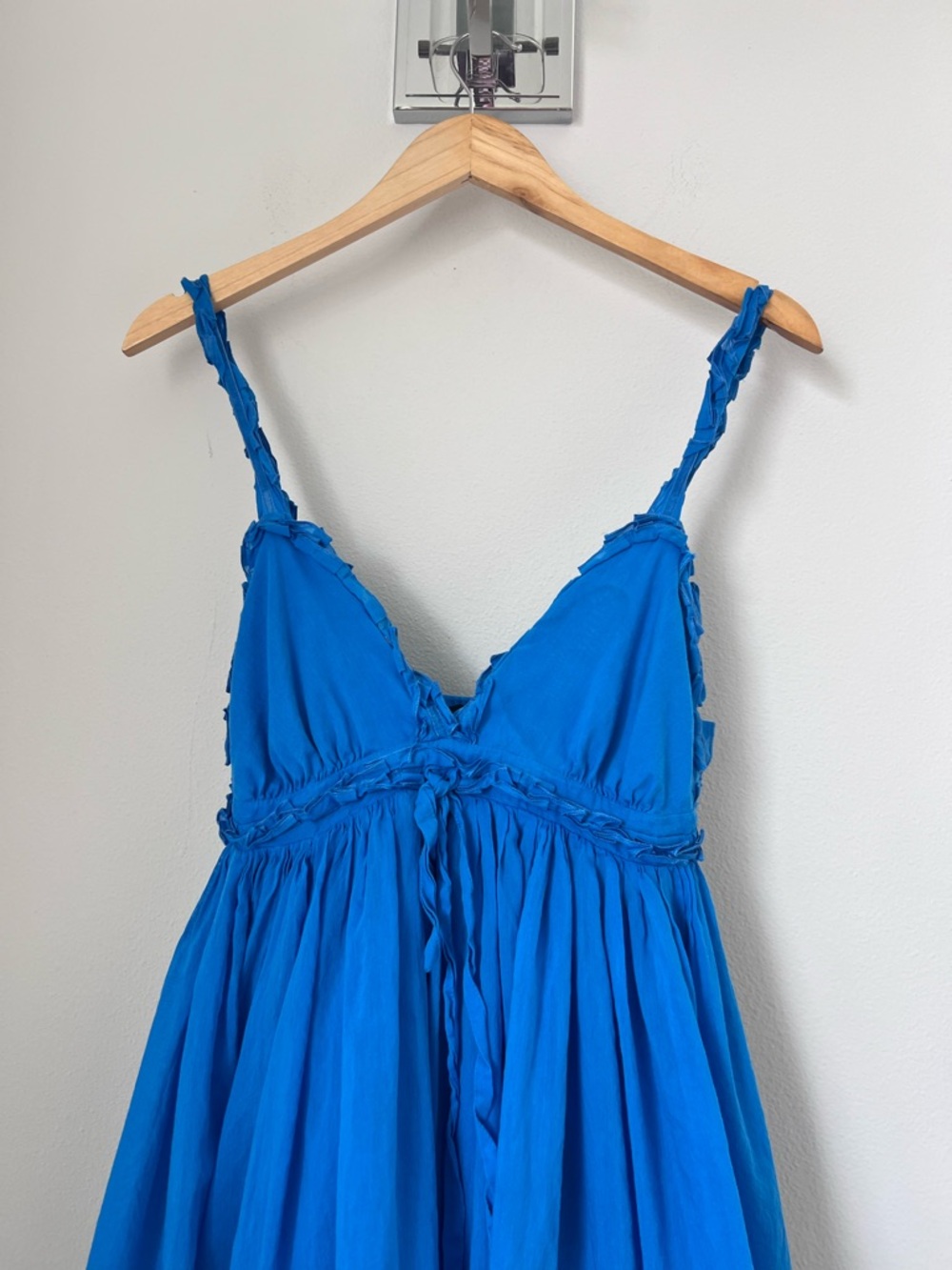 Manolo Vibrant Blue Ruched Strap Dress - Picture 2 of 10